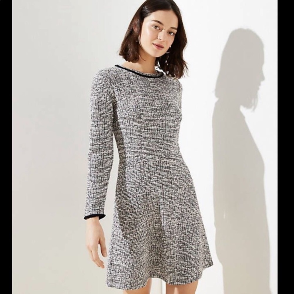 Loft black and white tweed dress